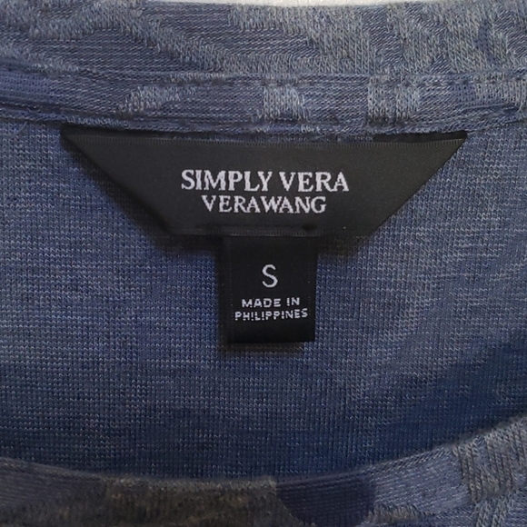 Simply Vera Vera Wang Long Sleeve Blue Top Sz S - Picture 3 of 5